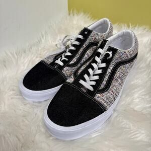 VANS 2024 Old Skool Pride Rainbow Tweed Sparkle Black Denim Shoes Mens Sz 12